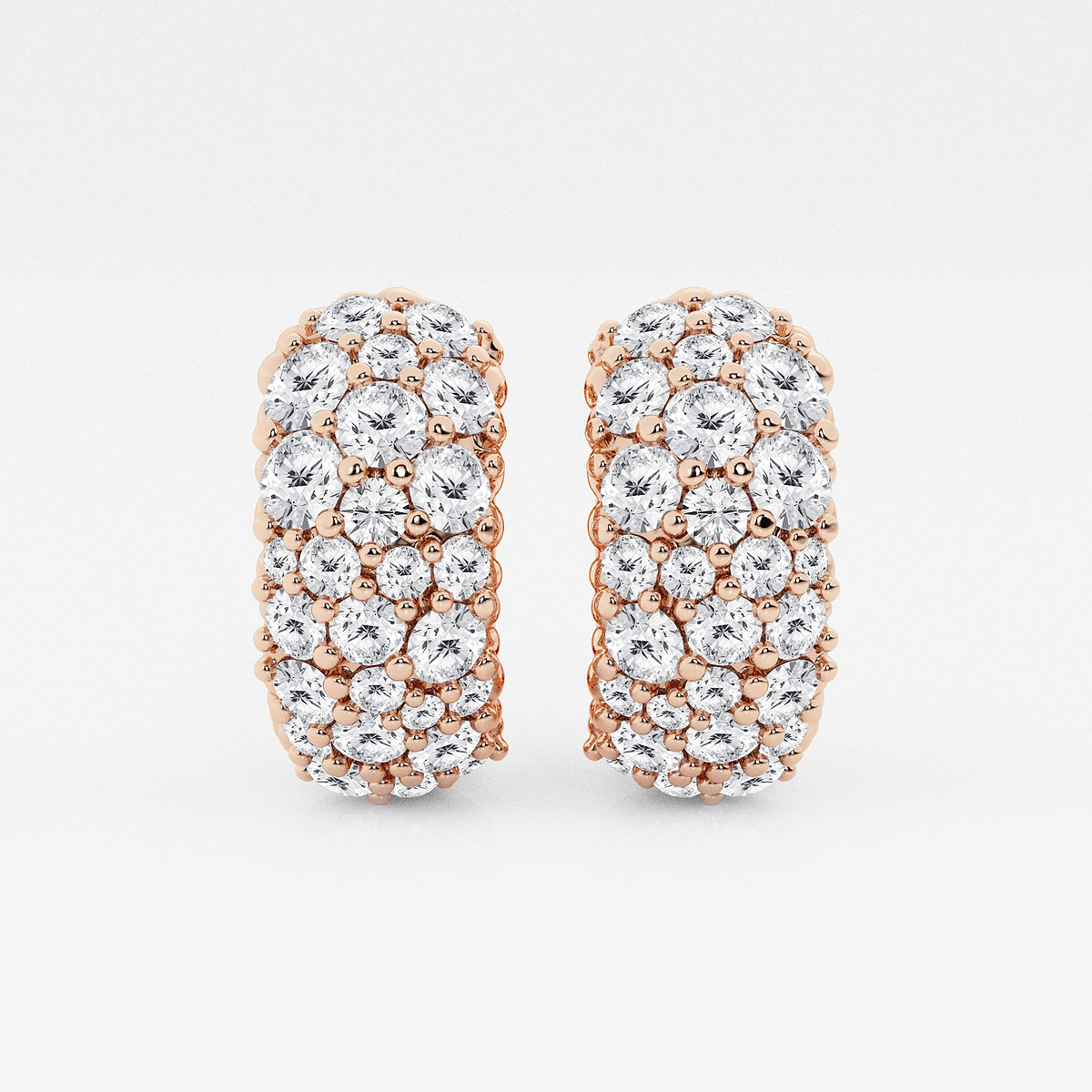 2 ctw Round Lab Grown Diamond Cluster Huggie Hoop Earrings