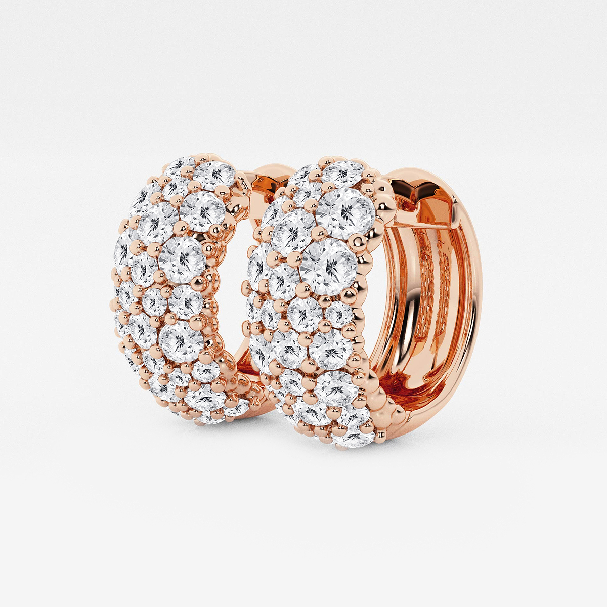 Additional Image 1 for  2 ctw Round Lab Grown Diamond Cluster Huggie Hoop Earrings