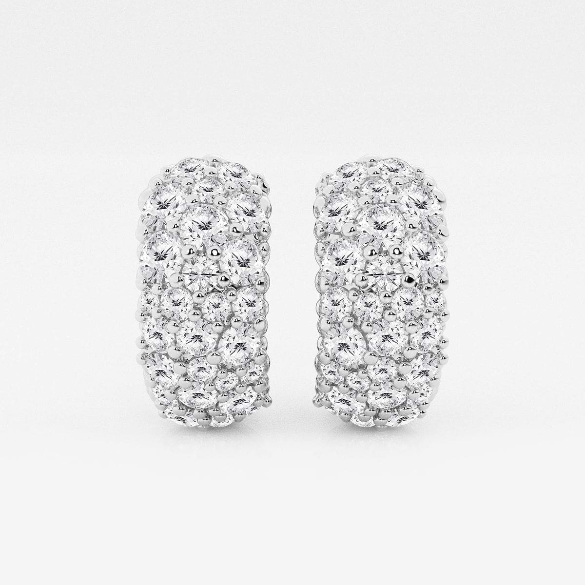 2 ctw Round Lab Grown Diamond Cluster Huggie Hoop Earrings