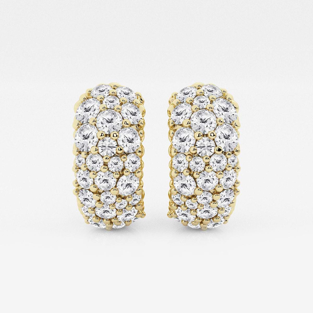 2 ctw Round Lab Grown Diamond Cluster Huggie Hoop Earrings