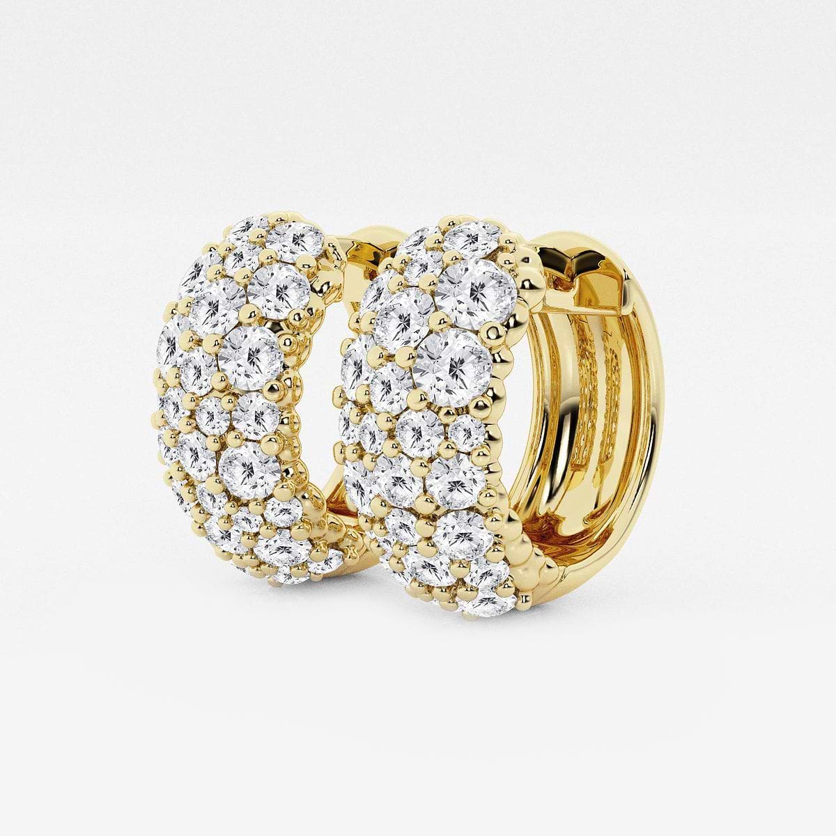 Additional Image 1 for  2 ctw Round Lab Grown Diamond Cluster Huggie Hoop Earrings