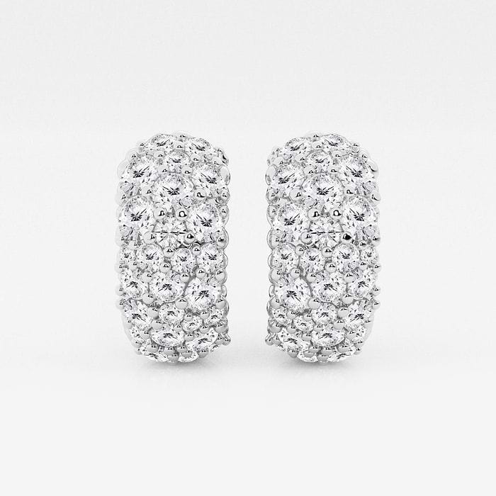 Round Cluster Huggie Hoop Earrings