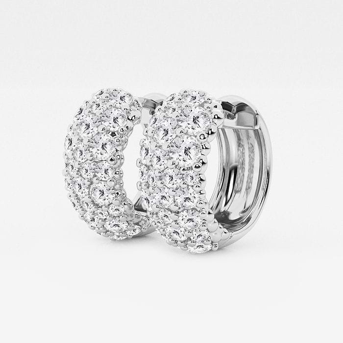 Round Cluster Huggie Hoop Earrings