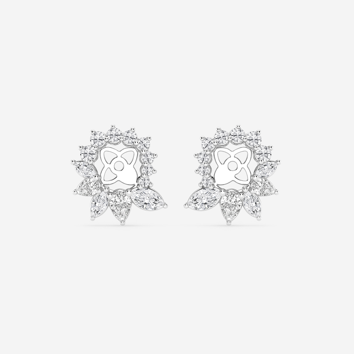 2 ctw Marquise and Pear Lab Grown Diamond Halo Earring Jackets