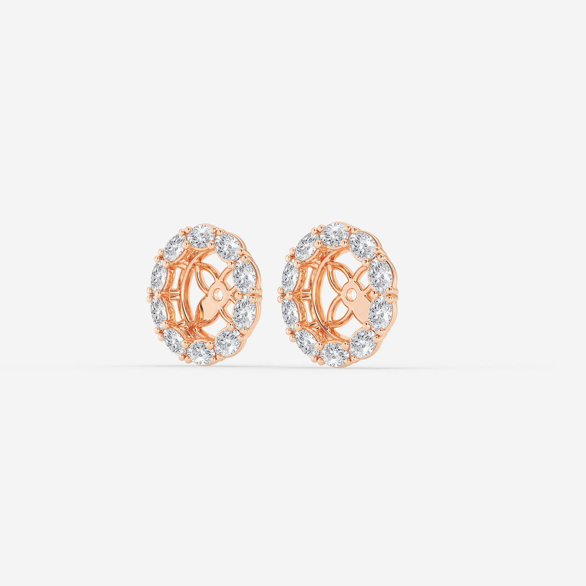 Additional Image 1 for  7/8 ctw Oval Lab Grown Diamond Halo Earring Jackets