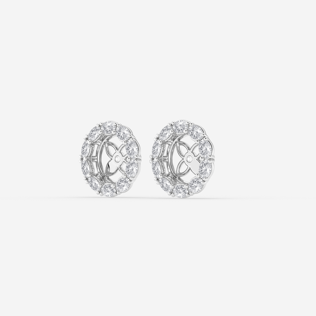 Additional Image 1 for  7/8 ctw Oval Lab Grown Diamond Halo Earring Jackets