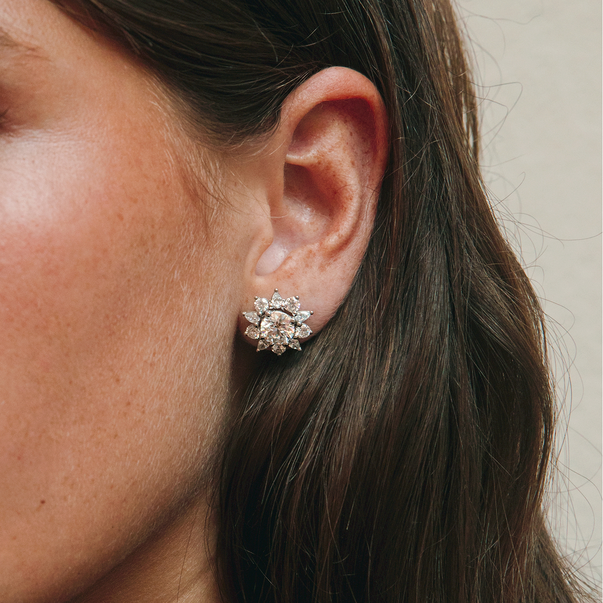 1 1/4 ctw Round and Pear Lab Grown Diamond Alternating Halo Earring Jackets
