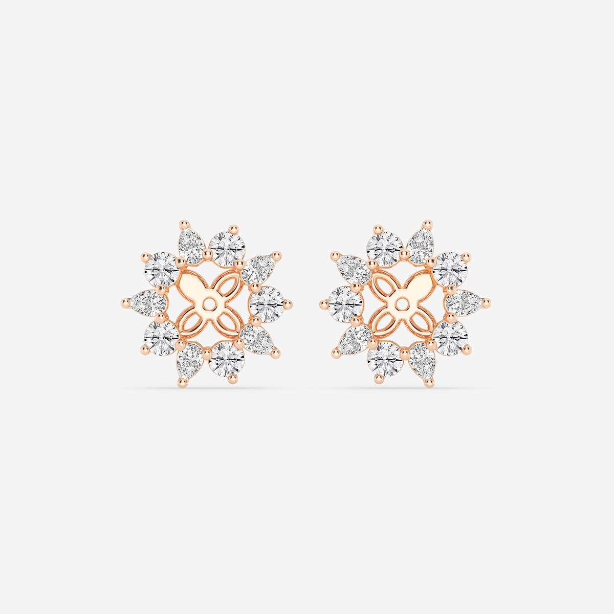 2 ctw Round and Pear Lab Grown Diamond Alternating Halo Earring Jackets