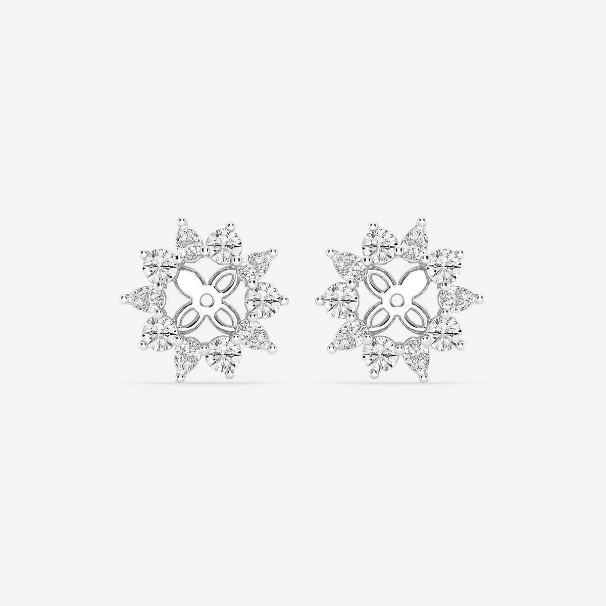 2 ctw Round and Pear Lab Grown Diamond Alternating Halo Earring Jackets