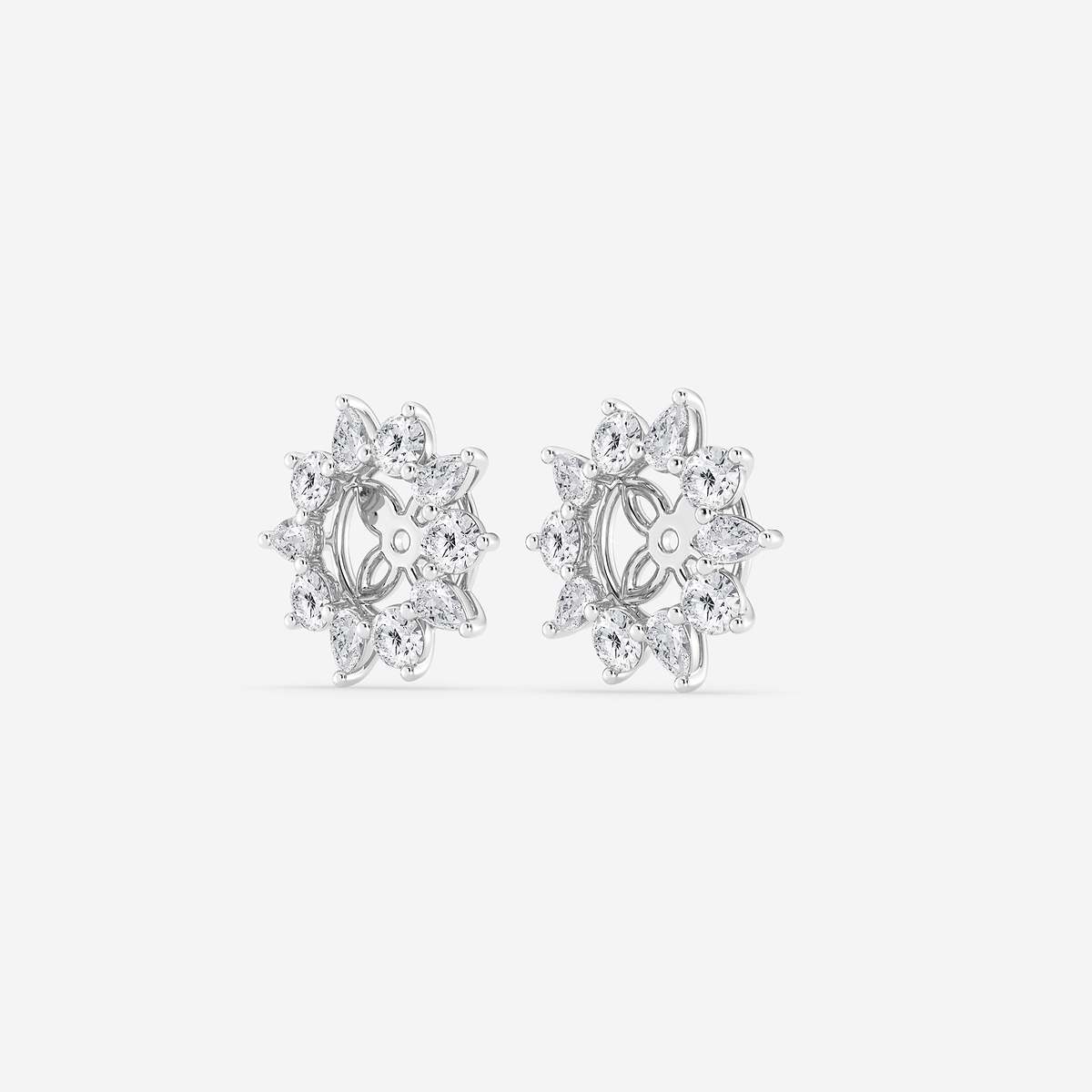 Additional Image 1 for  2 ctw Round and Pear Lab Grown Diamond Alternating Halo Earring Jackets