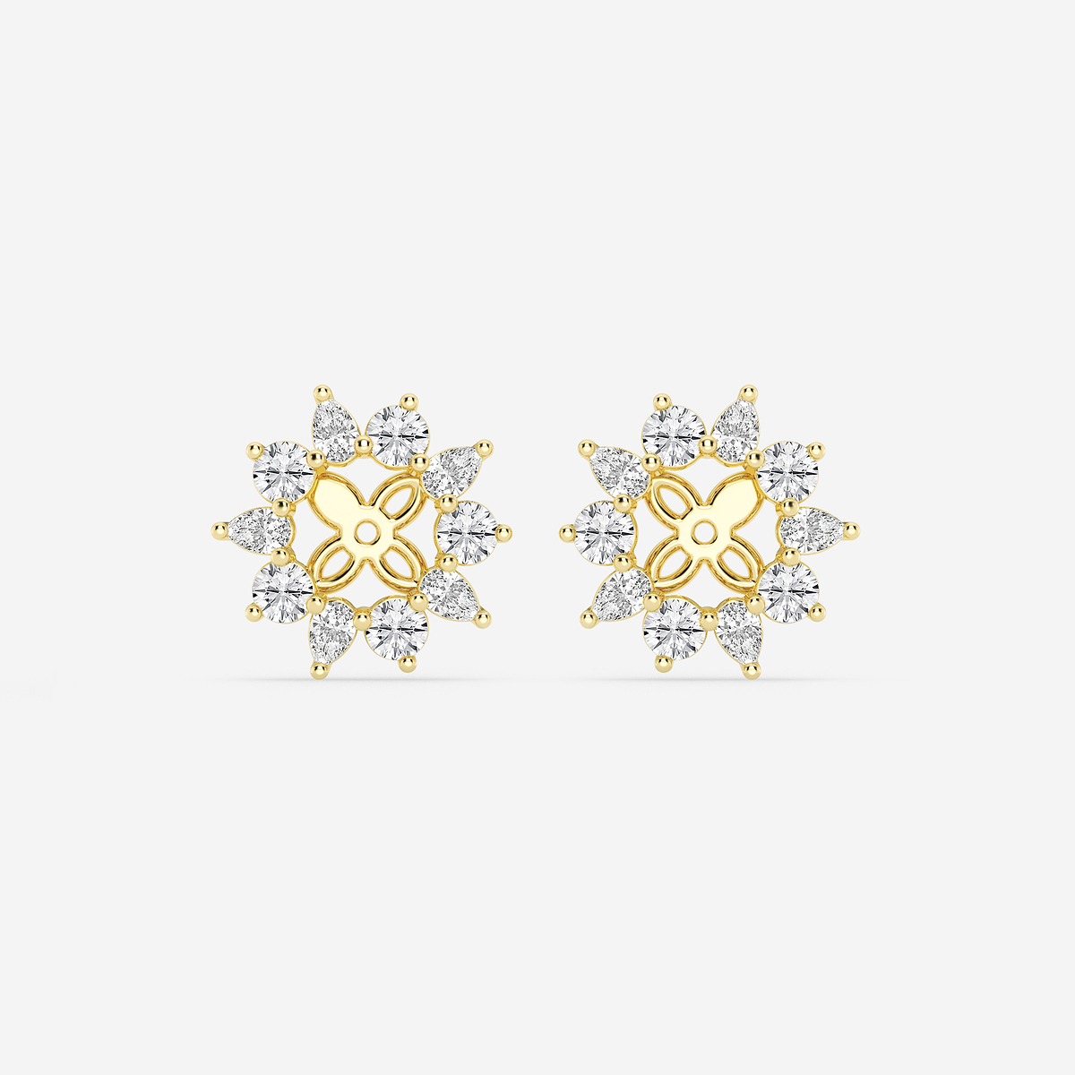 2 ctw Round and Pear Lab Grown Diamond Alternating Halo Earring Jackets