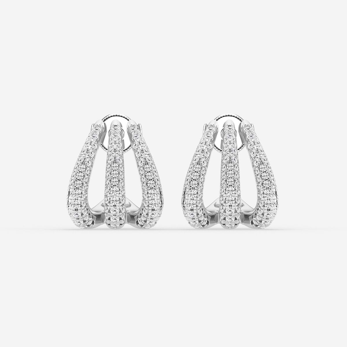 Silver outlet Diamond Triple Hoop Earrings