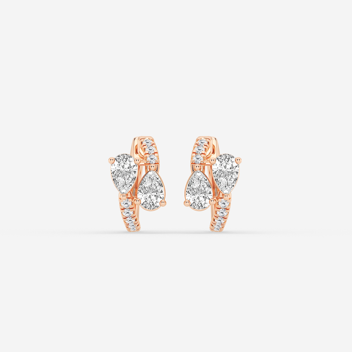 1 1/2 ctw Pear Lab Grown Diamond Bypass Huggie Hoop Earrings