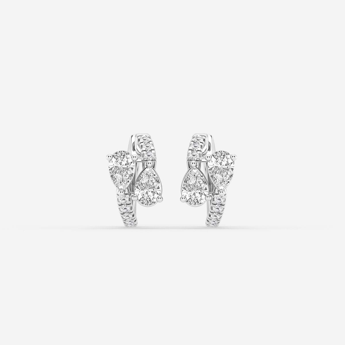 1 1/2 ctw Pear Lab Grown Diamond Bypass Huggie Hoop Earrings