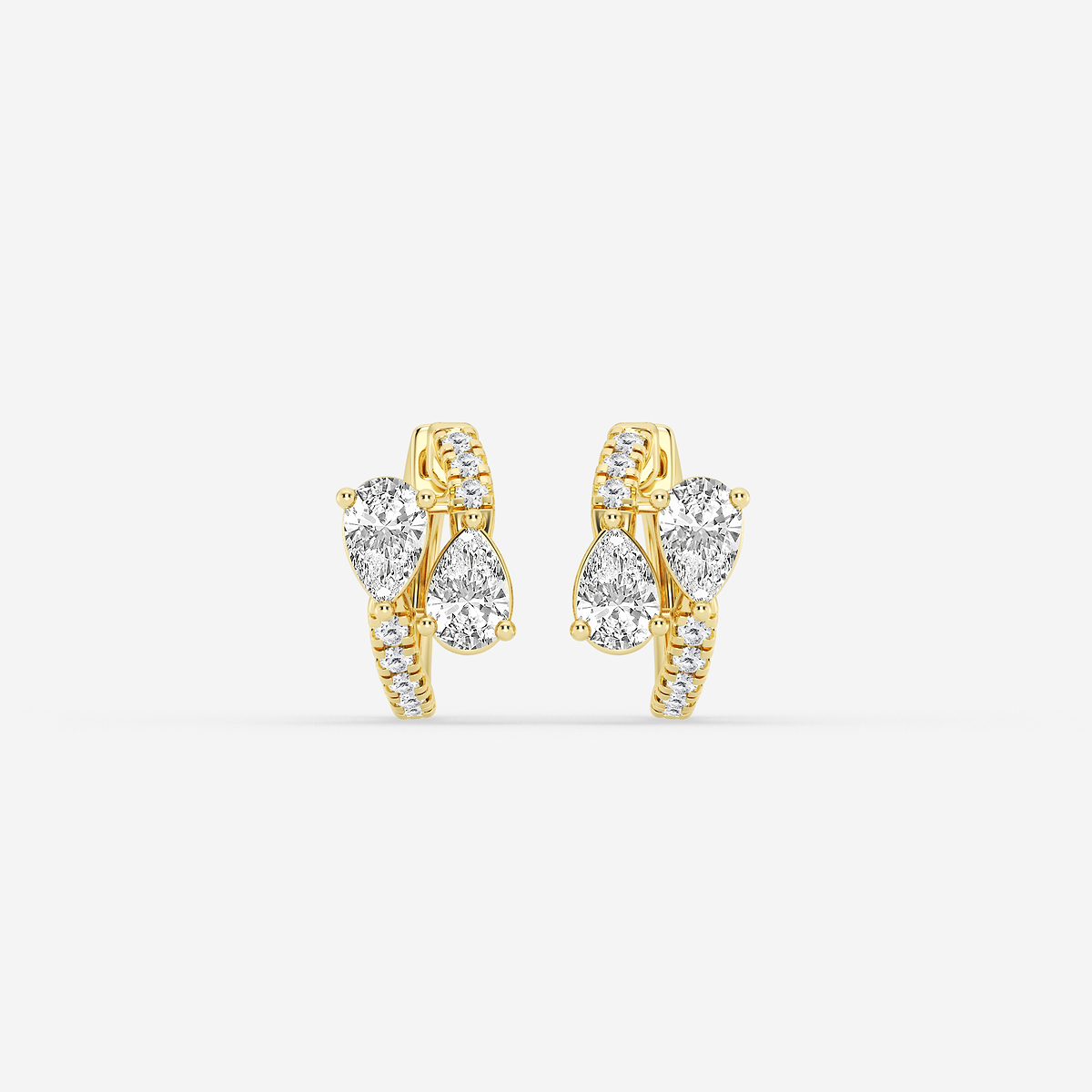 1 1/2 ctw Pear Lab Grown Diamond Bypass Huggie Hoop Earrings