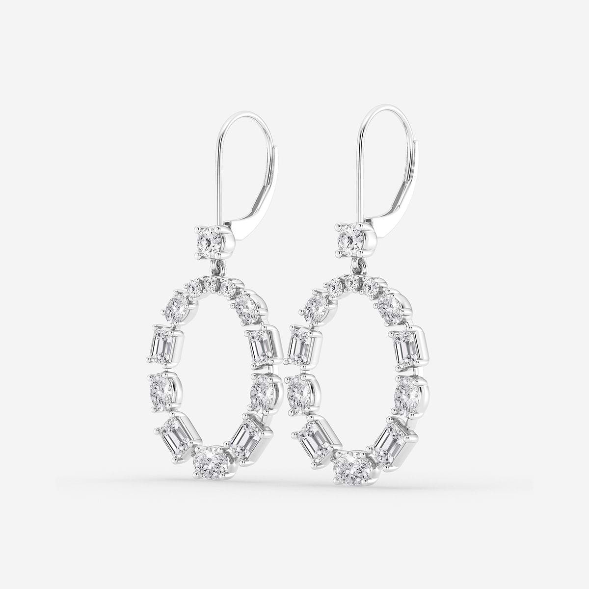 Additional Image 1 for  3 ctw Emerald and Oval Lab Grown Diamond Alternating Drop Earrings