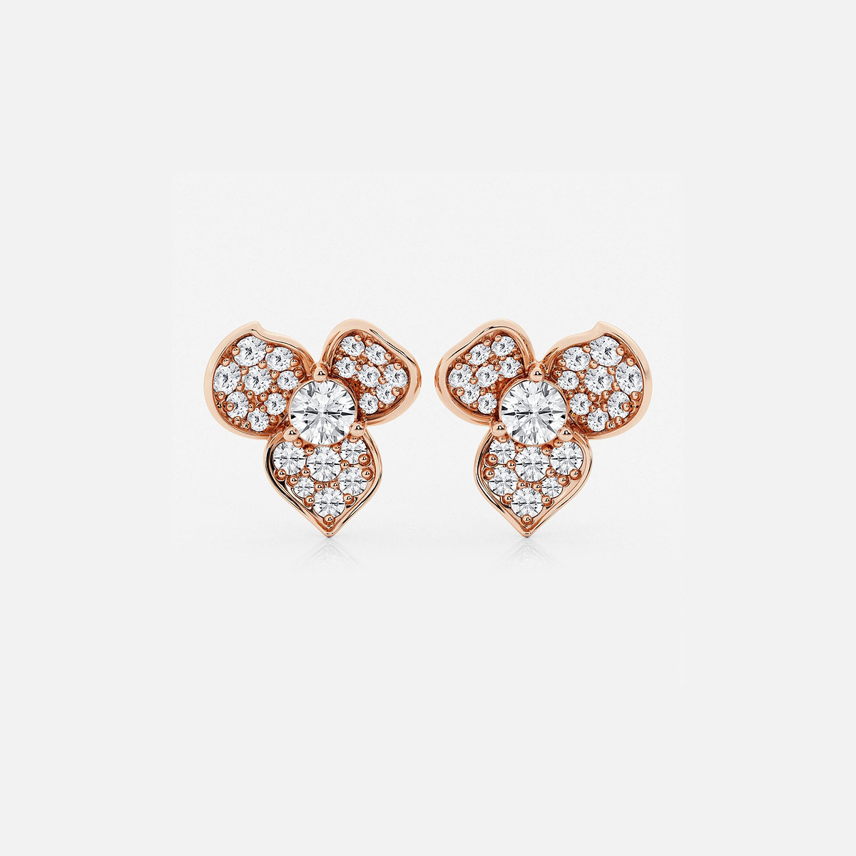 2 ctw Round Lab Grown Diamond Pave Flower Earrings