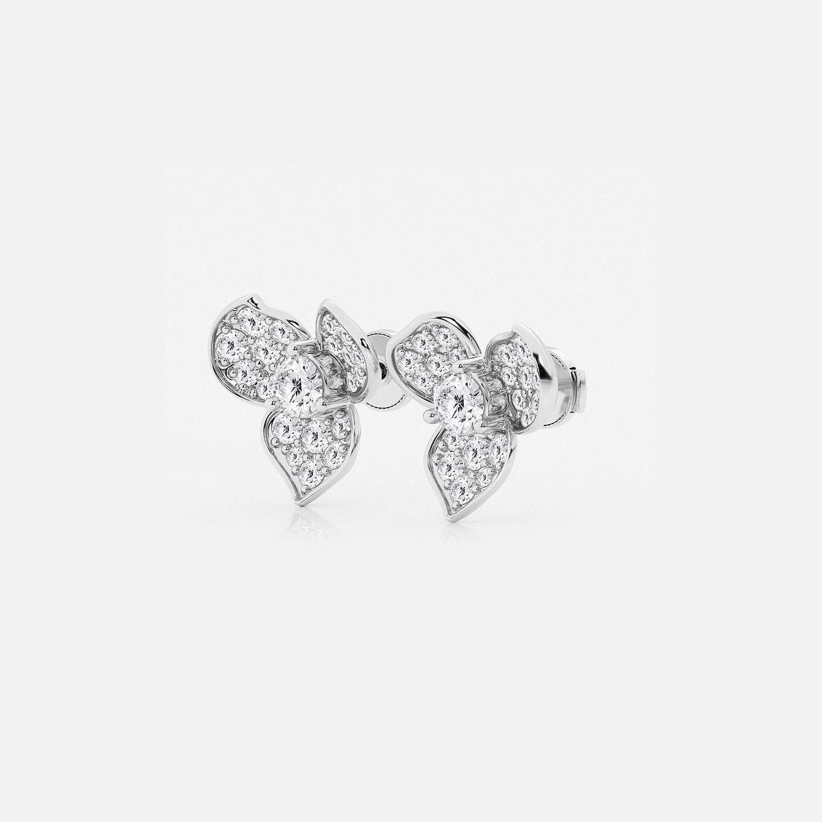 Additional Image 1 for  2 ctw Round Lab Grown Diamond Pave Flower Fashion Earrings