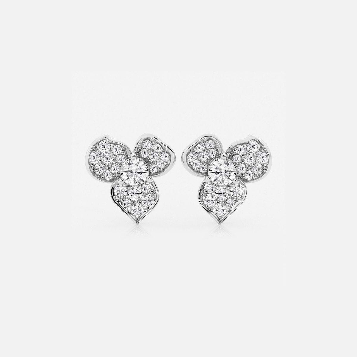 2 ctw Round Lab Grown Diamond Pave Flower Fashion Earrings