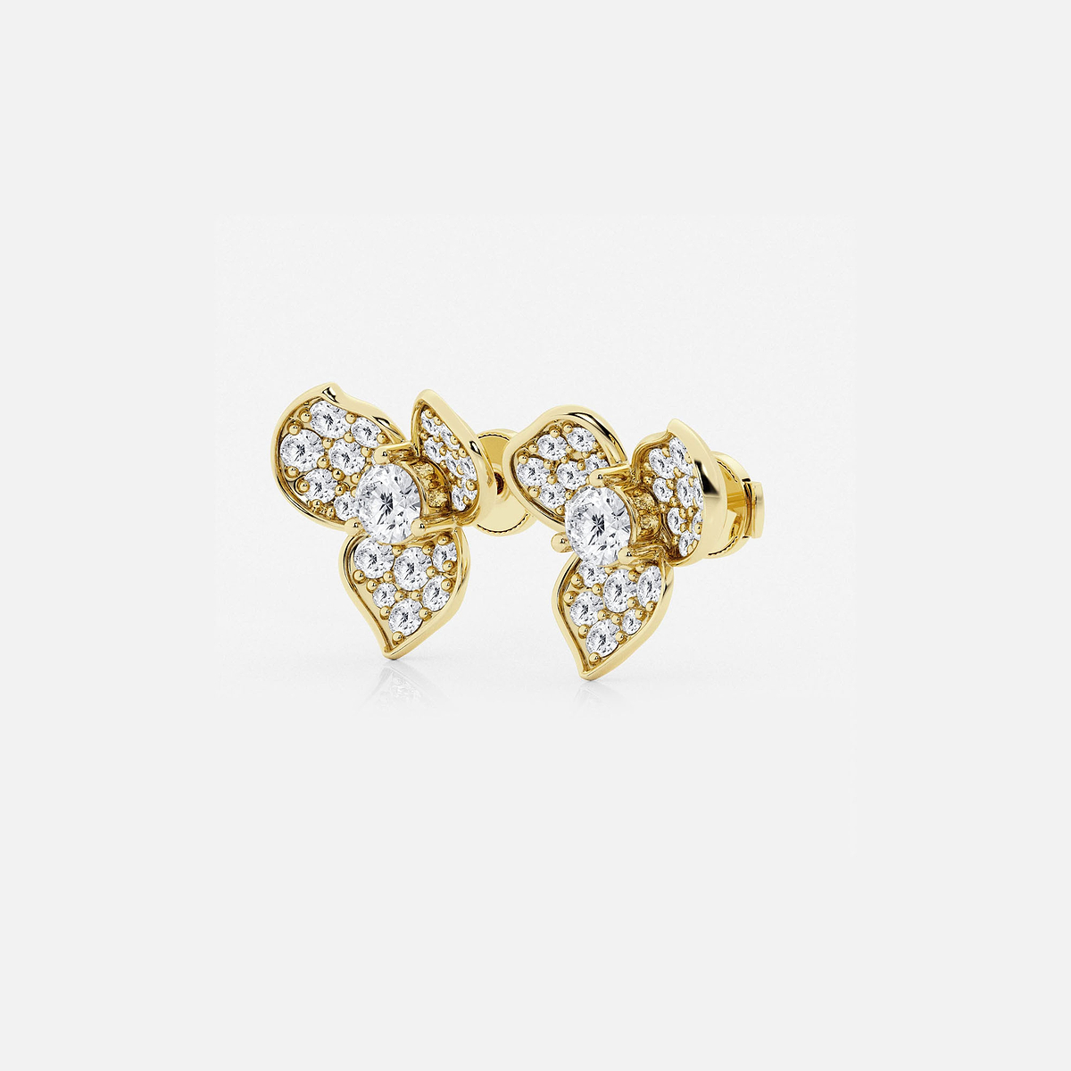 Additional Image 1 for  2 ctw Round Lab Grown Diamond Pave Flower Earrings