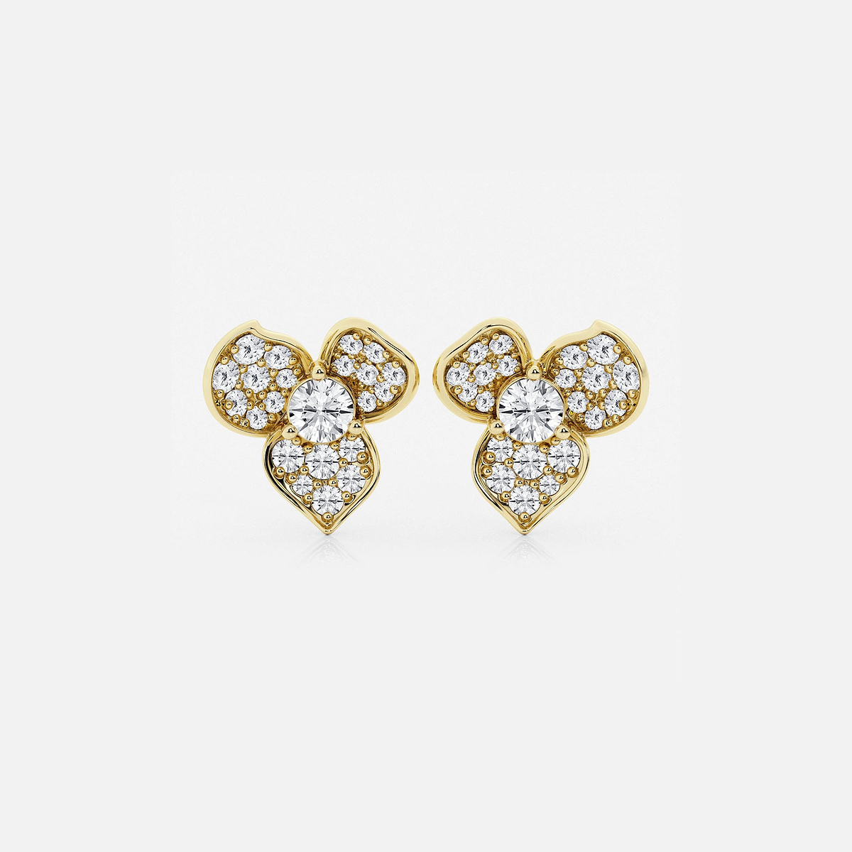 2 ctw Round Lab Grown Diamond Pave Flower Earrings