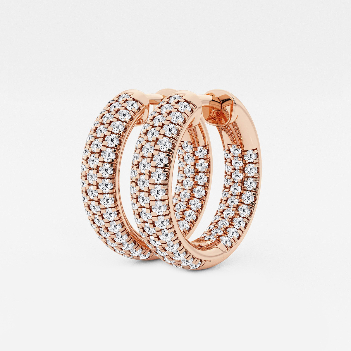 Additional Image 1 for  1 1/2 ctw Round Lab Grown Diamond Pave Hoop Earrings