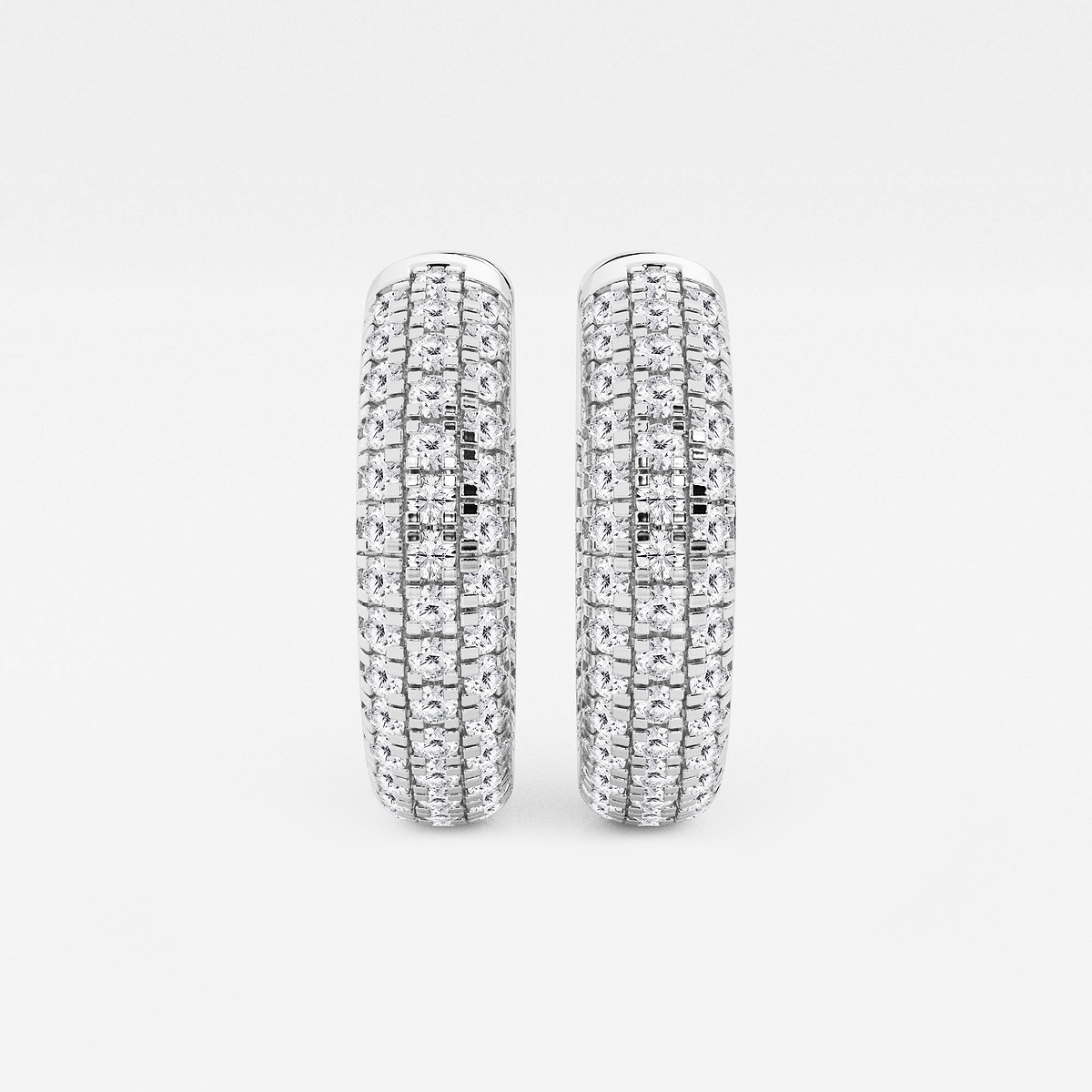 1 1/2 ctw Round Lab Grown Diamond Pave Hoop Earrings