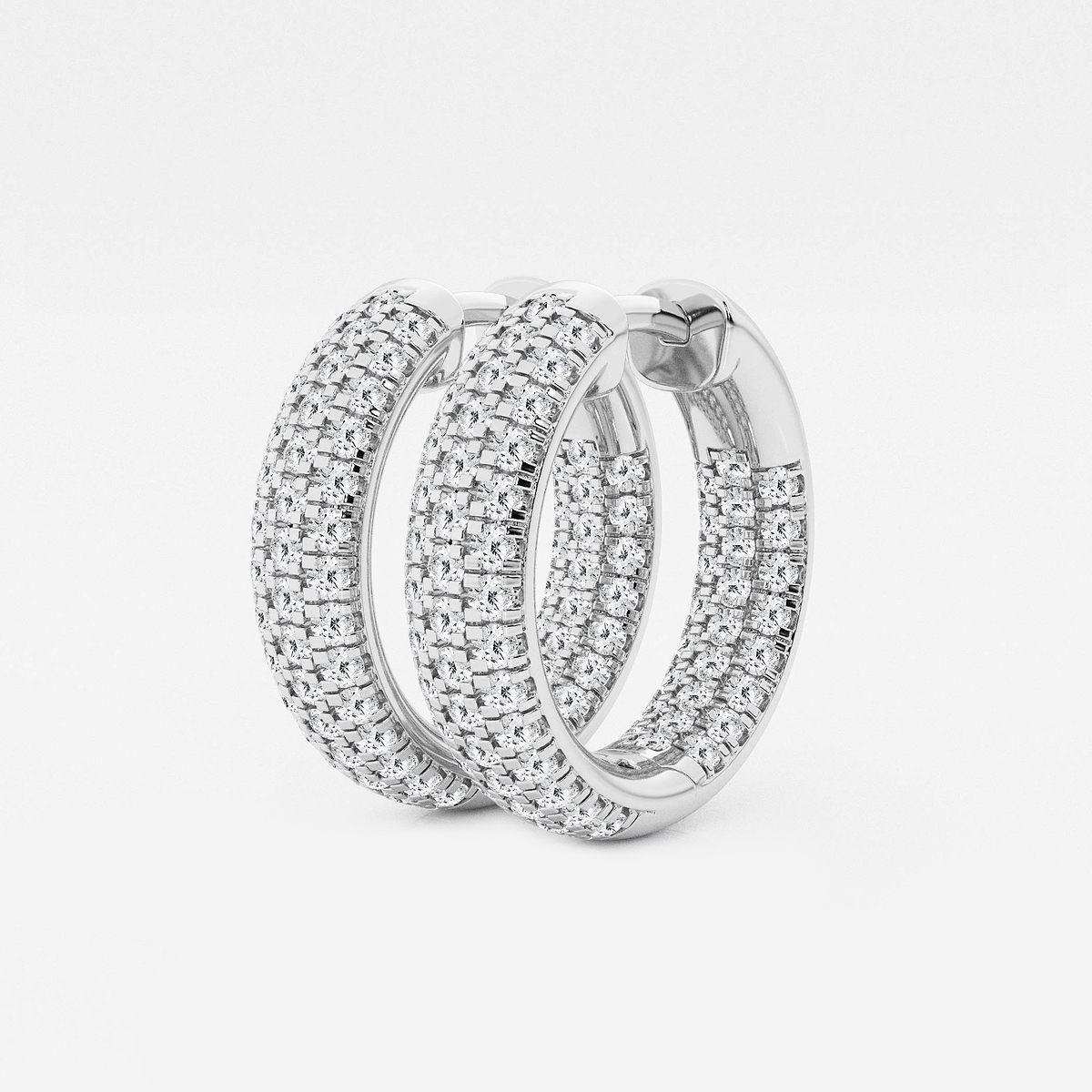 Additional Image 1 for  1 1/2 ctw Round Lab Grown Diamond Pave Hoop Earrings