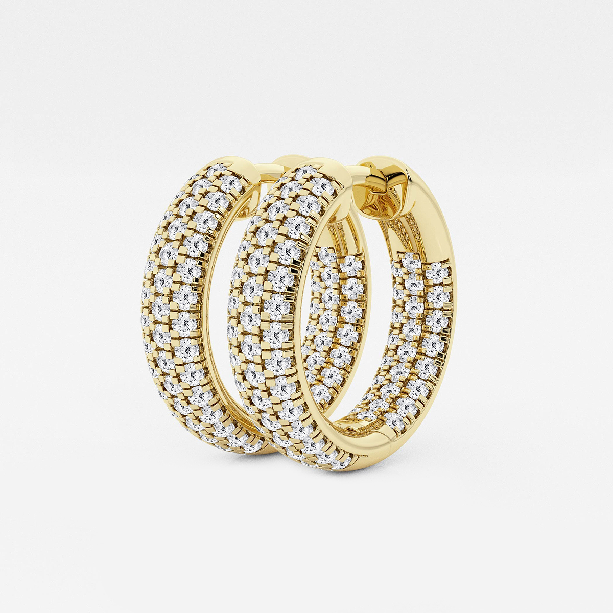 Additional Image 1 for  1 1/2 ctw Round Lab Grown Diamond Pave Hoop Earrings
