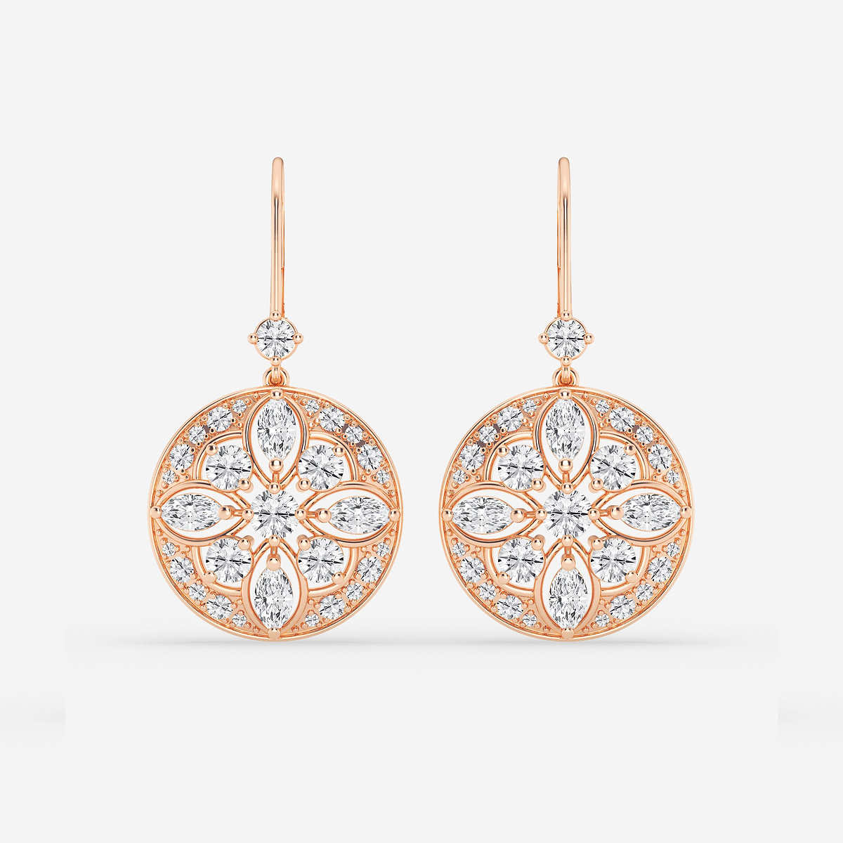 2 1/2 ctw Round and Marquise Lab Grown Diamond Vintage Earrings