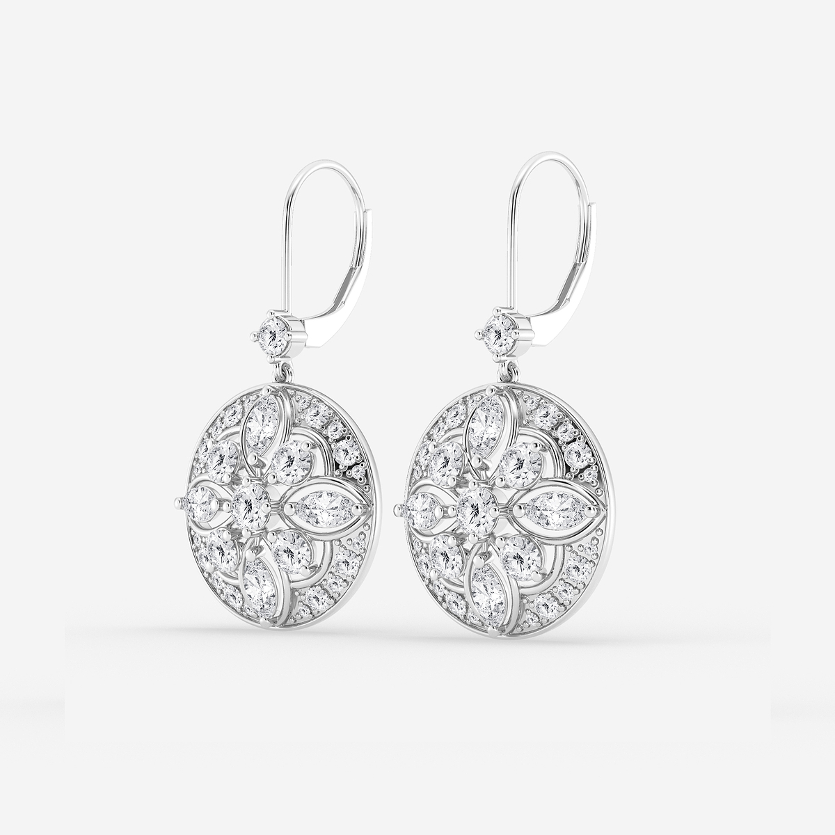 Additional Image 1 for  2 1/2 ctw Round and Marquise Lab Grown Diamond Vintage Earrings