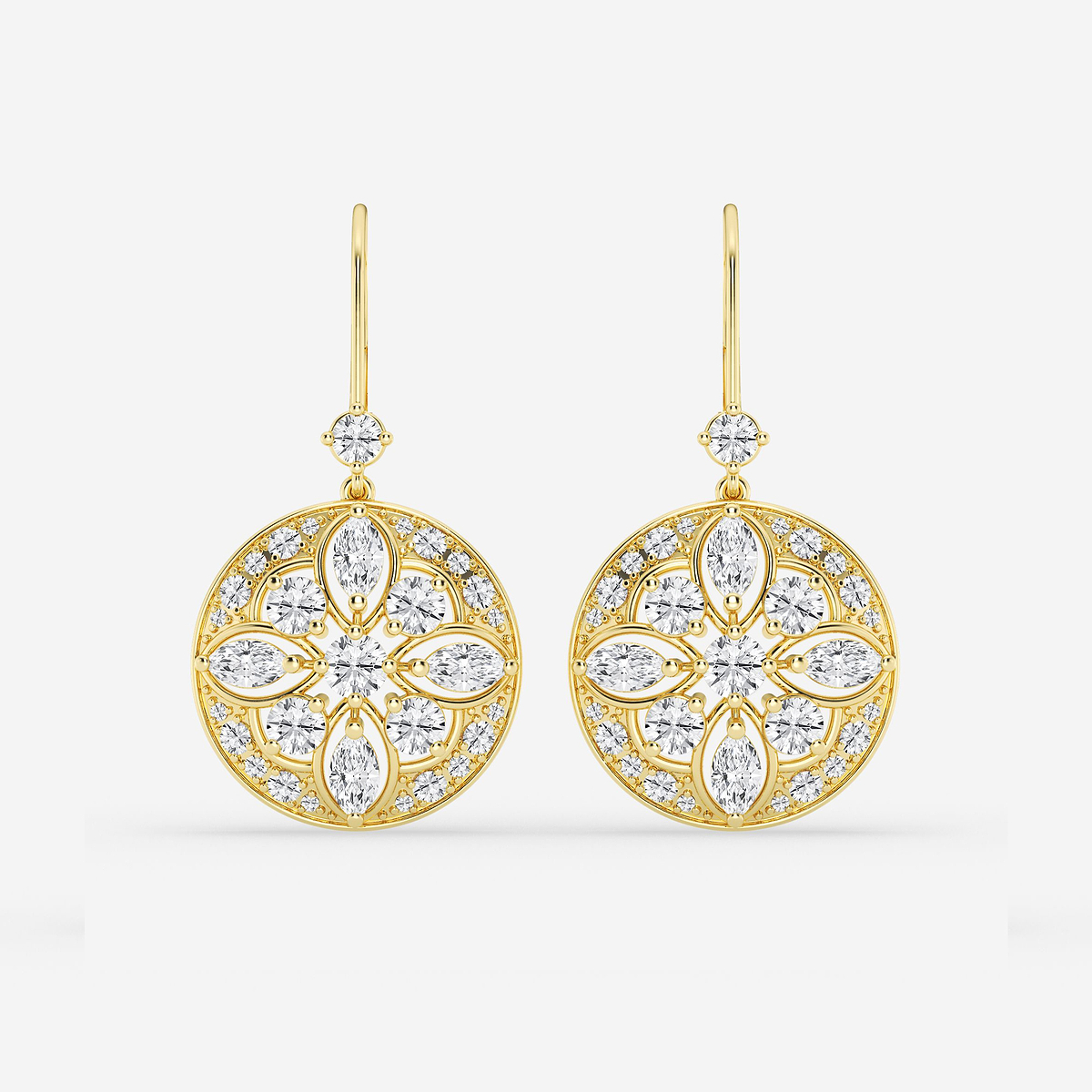 2 1/2 ctw Round and Marquise Lab Grown Diamond Vintage Earrings