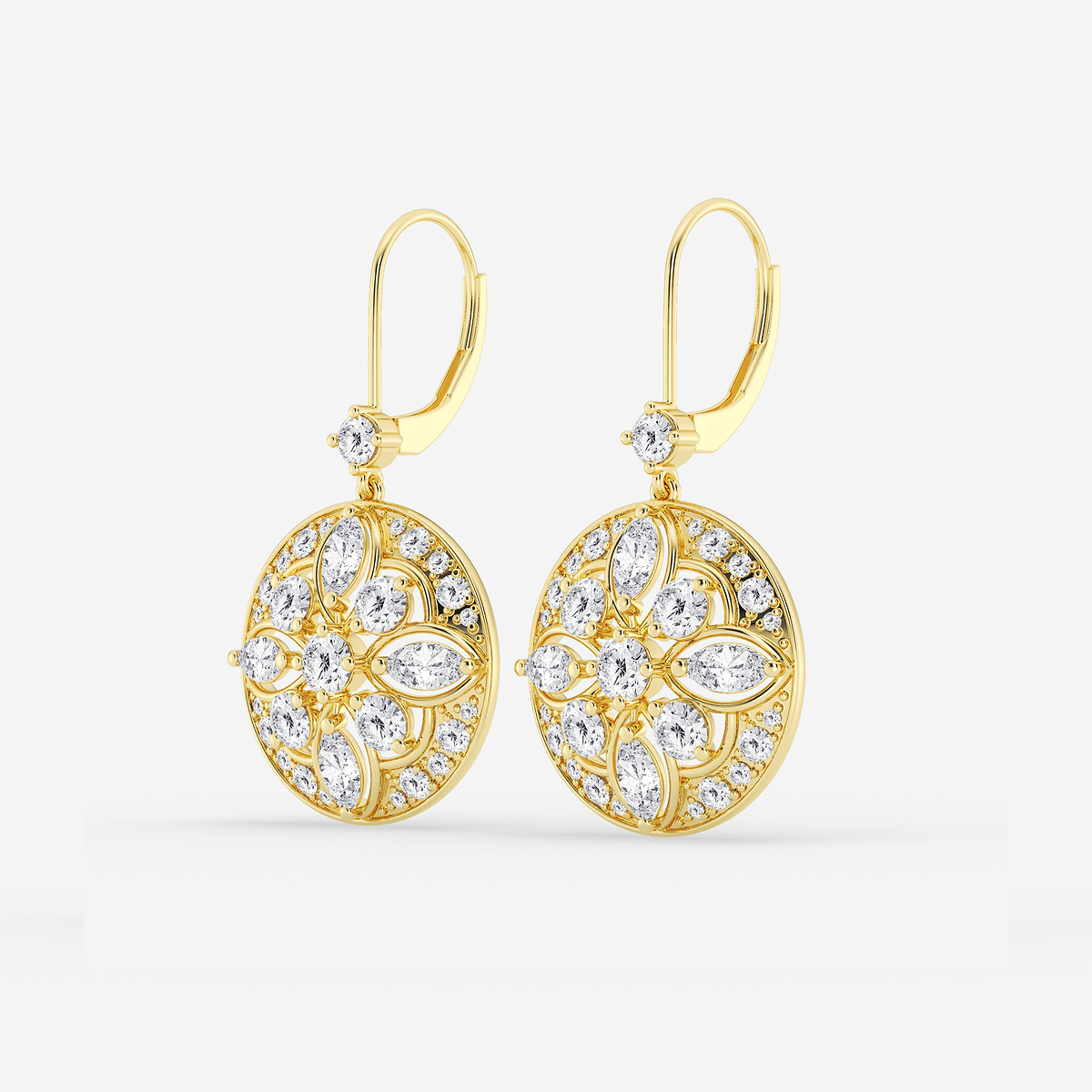 Additional Image 1 for  2 1/2 ctw Round and Marquise Lab Grown Diamond Vintage Earrings