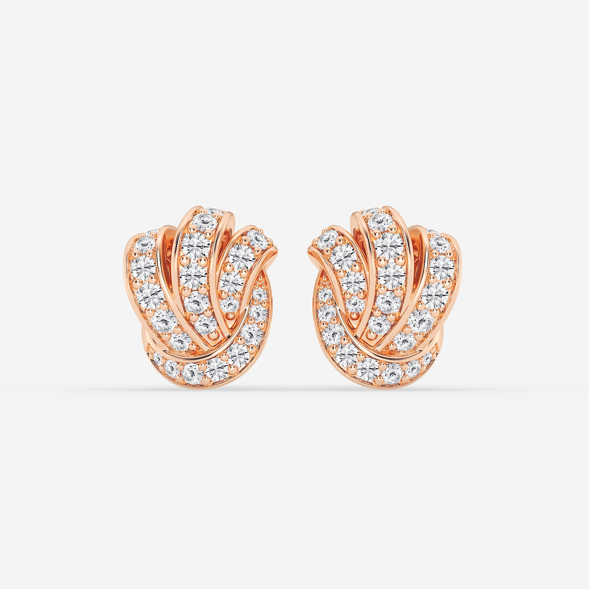 1 1/2 ctw Round Lab Grown Diamond Pave Knot Stud Earrings
