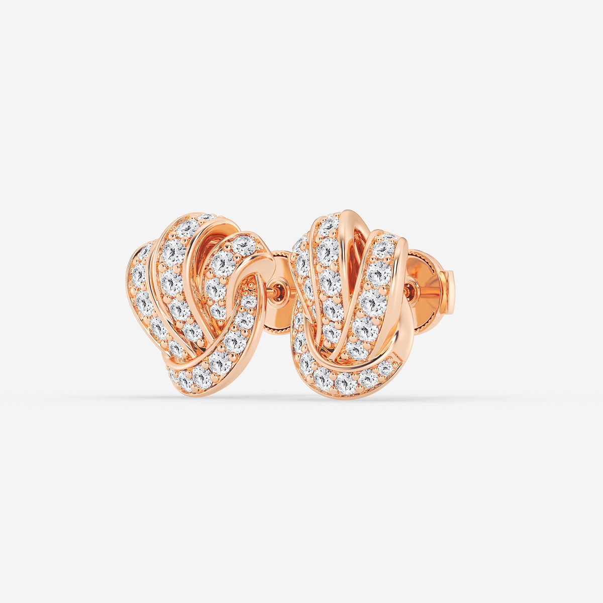 Additional Image 1 for  1 1/2 ctw Round Lab Grown Diamond Pave Knot Stud Earrings