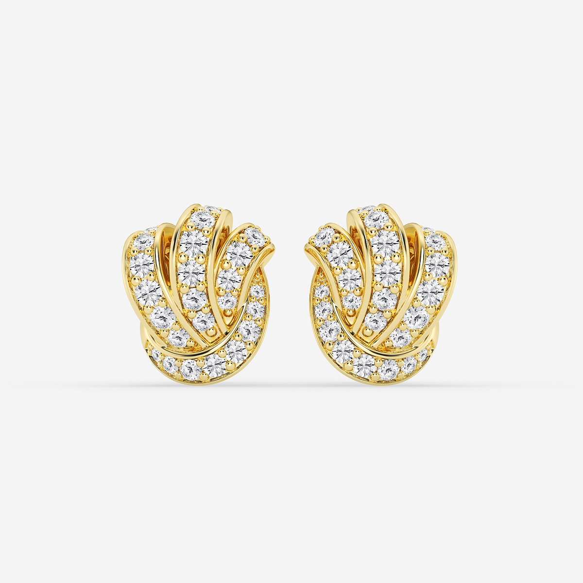 1 1/2 ctw Round Lab Grown Diamond Pave Knot Stud Earrings