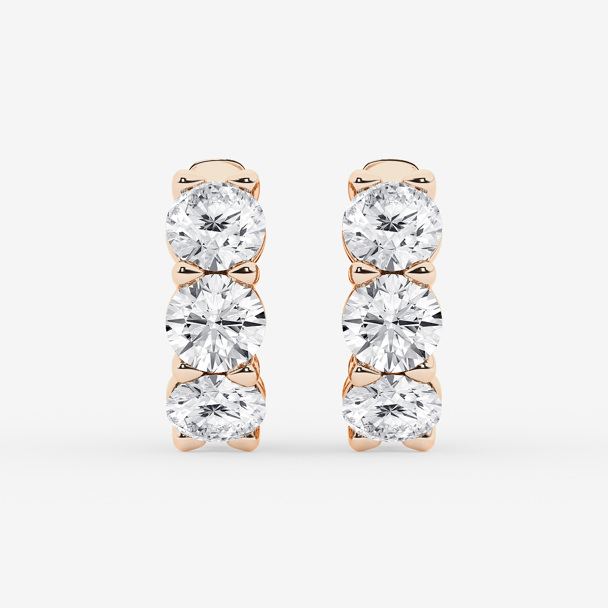 6 ctw Round Lab Grown Diamond Huggie Hoop Earrings