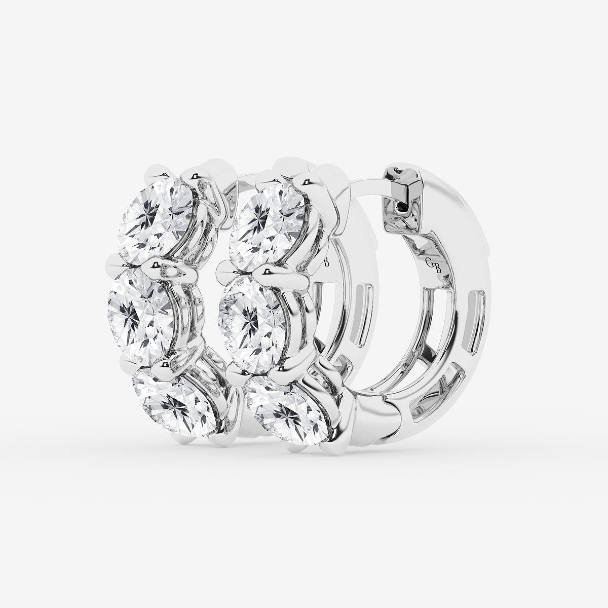 ctw Round Lab Grown Diamond Huggie Hoop Earrings 14K White Gold