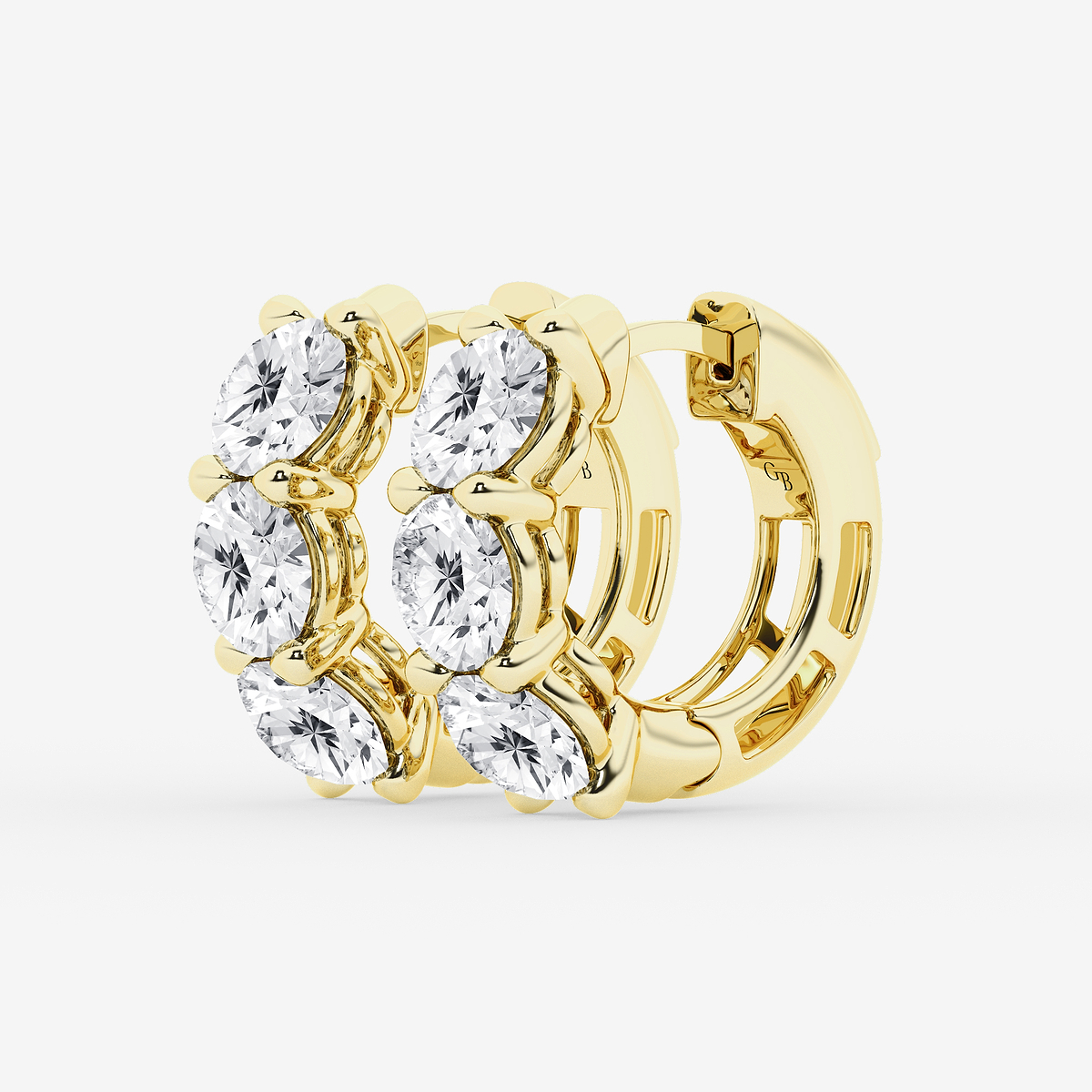Additional Image 1 for  6 ctw Round Lab Grown Diamond Huggie Hoop Earrings