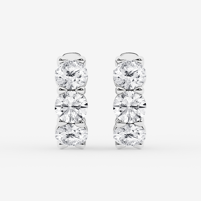 Round Huggie Hoops - 6 ctw Round Lab Grown Diamond Huggie Hoop Earrings