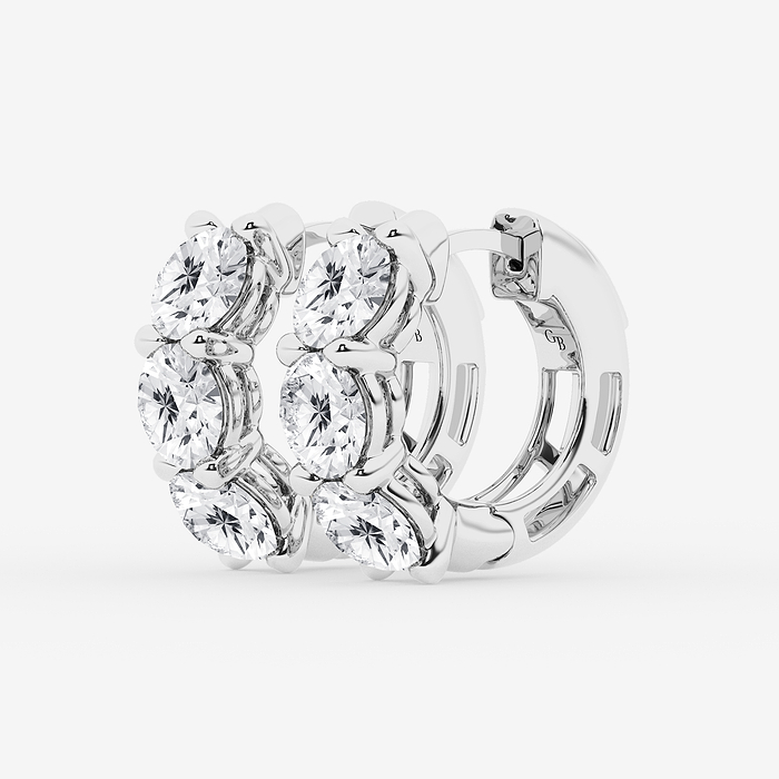 Round Huggie Hoops - 6 ctw Round Lab Grown Diamond Huggie Hoop Earrings