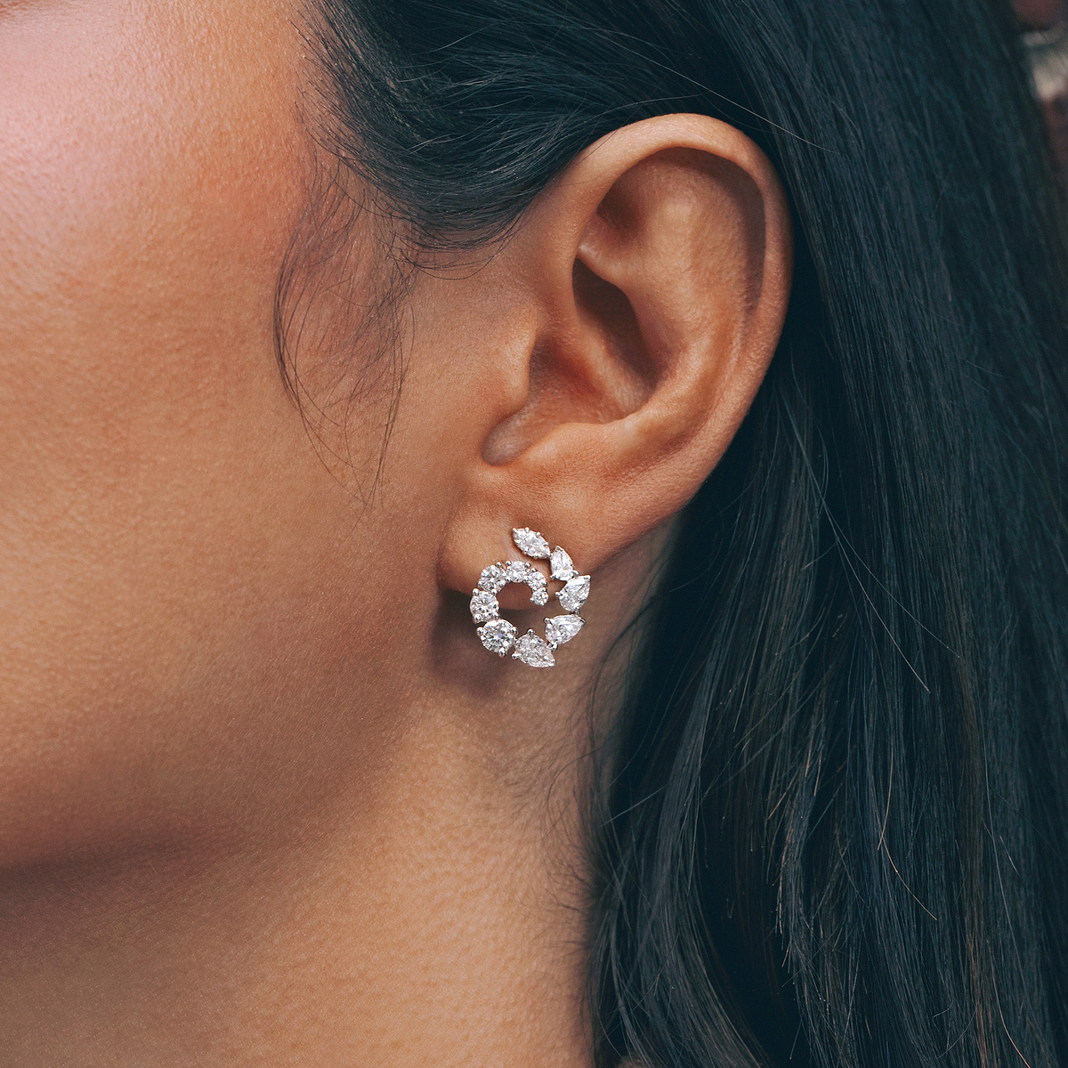2 2/5 ctw Marquise and Pear Lab Grown Diamond Graduated Earrings