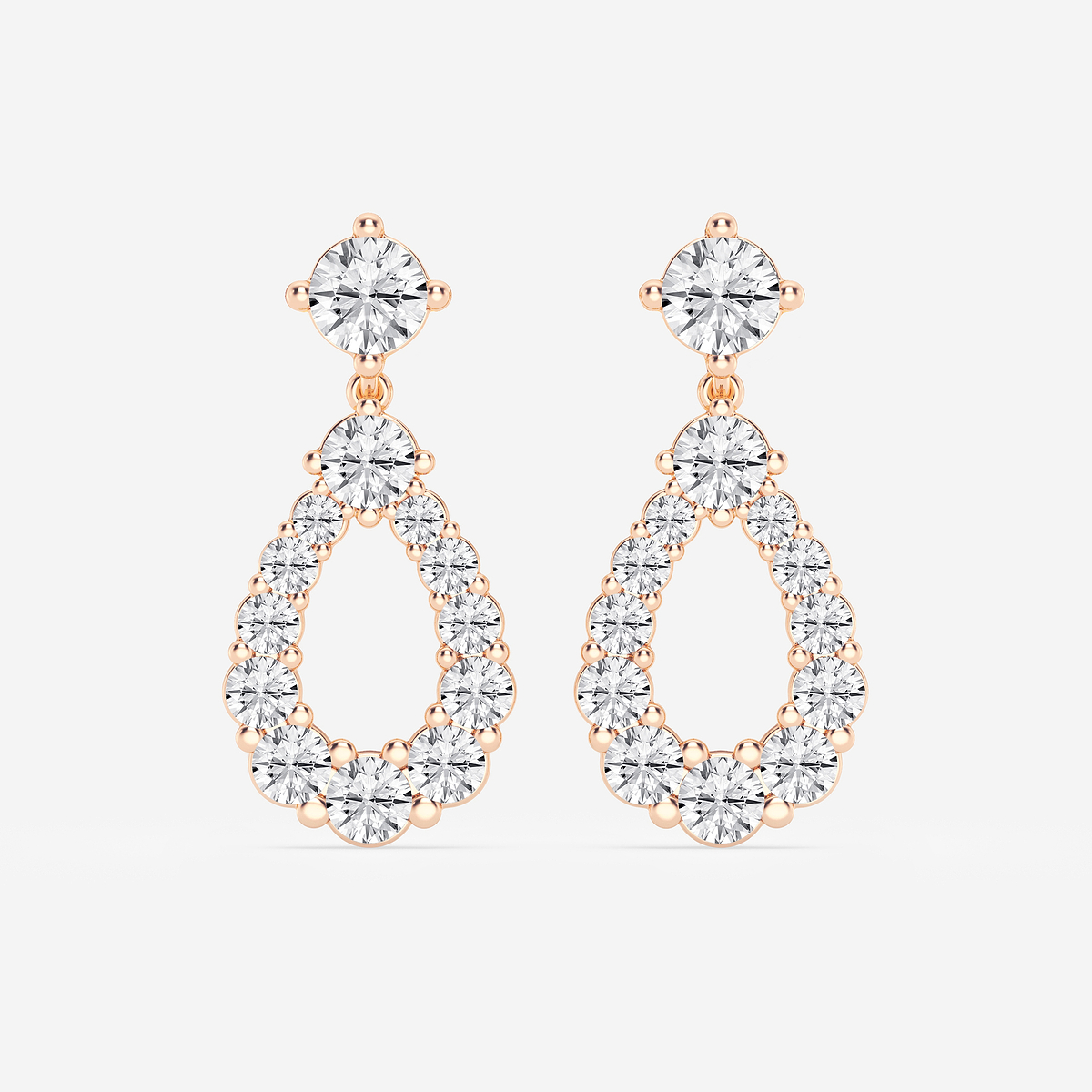 3 1/2 ctw Round Lab Grown Diamond Graduated Shared Prong Drop Earrings