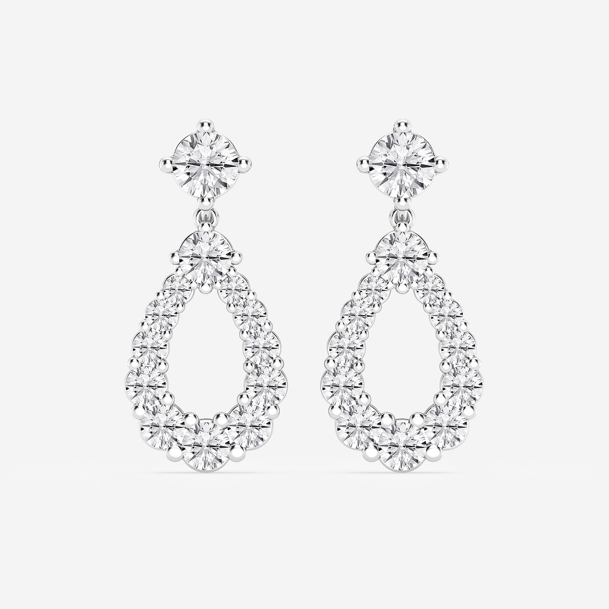 3 1/2 ctw Round Lab Grown Diamond Graduated Shared Prong Drop Earrings