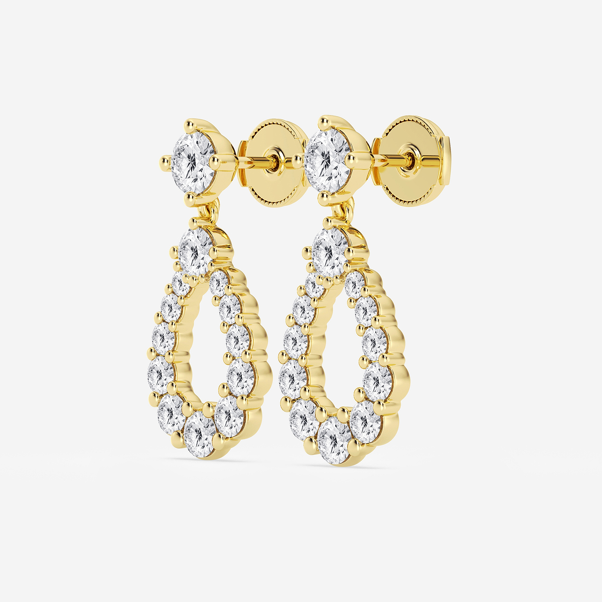 Additional Image 1 for  3 1/2 ctw Round Lab Grown Diamond Graduated Shared Prong Drop Earrings