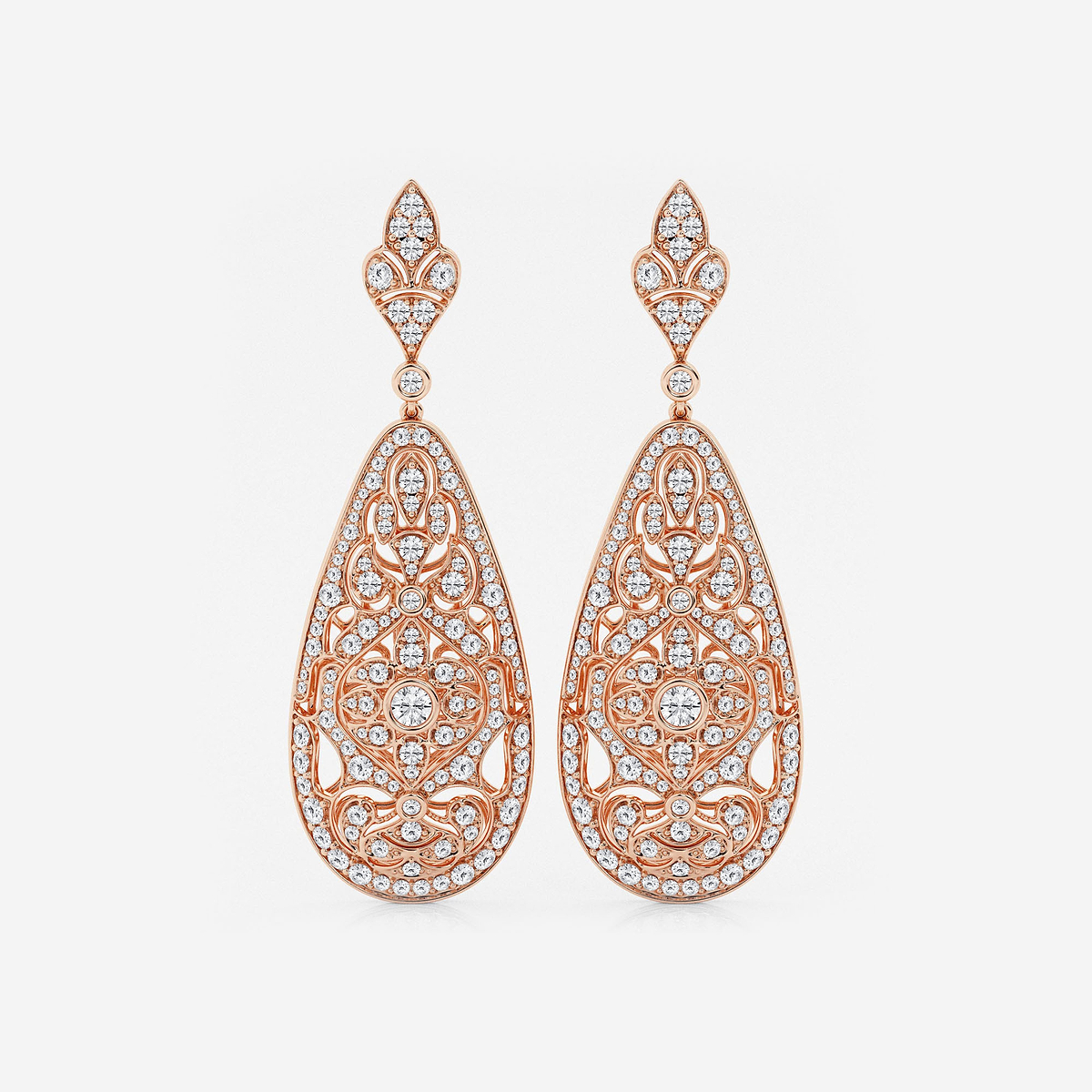 5 ctw Round Lab Grown Diamond Filigree Vintage Inspired Earrings