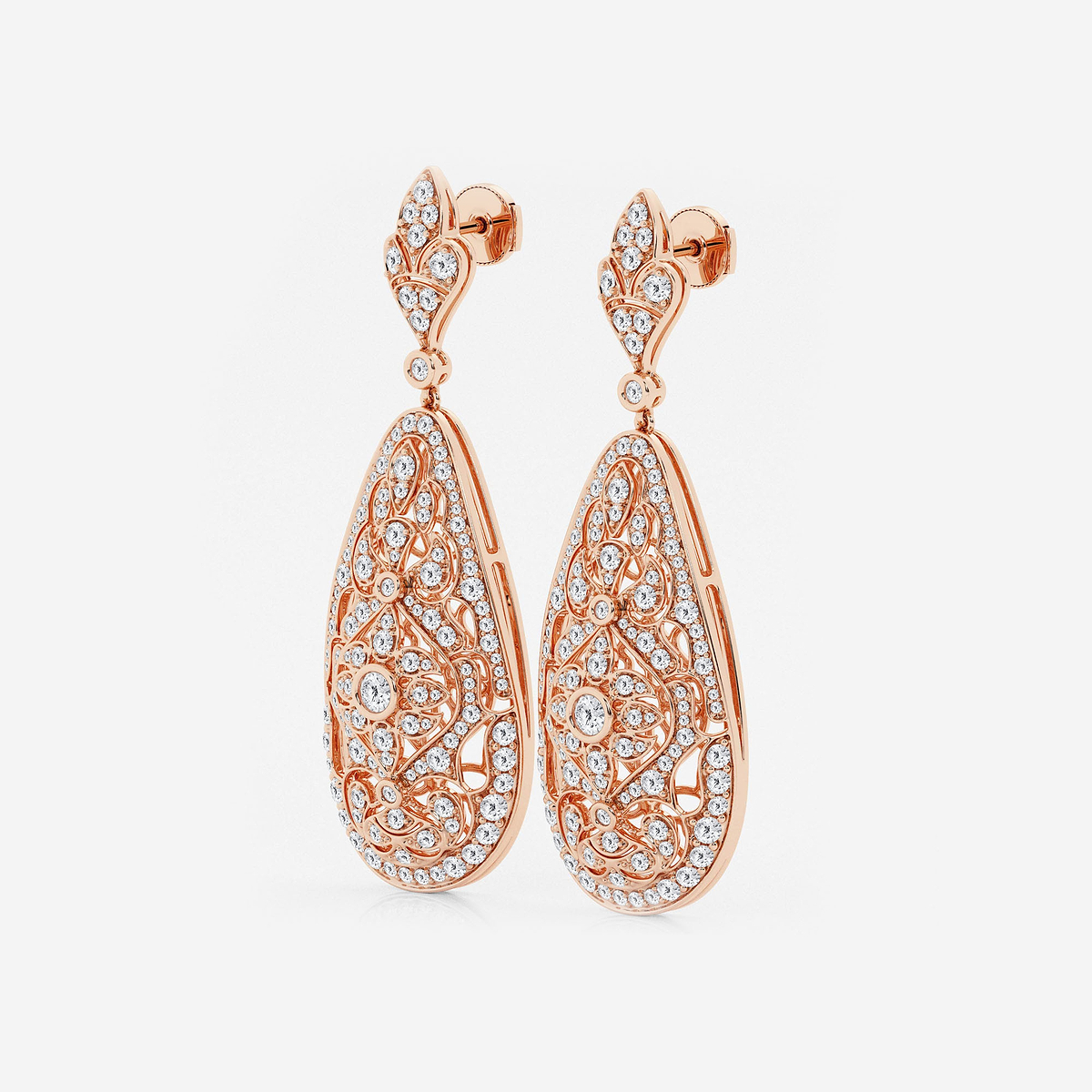 Additional Image 1 for  5 ctw Round Lab Grown Diamond Filigree Vintage Inspired Earrings