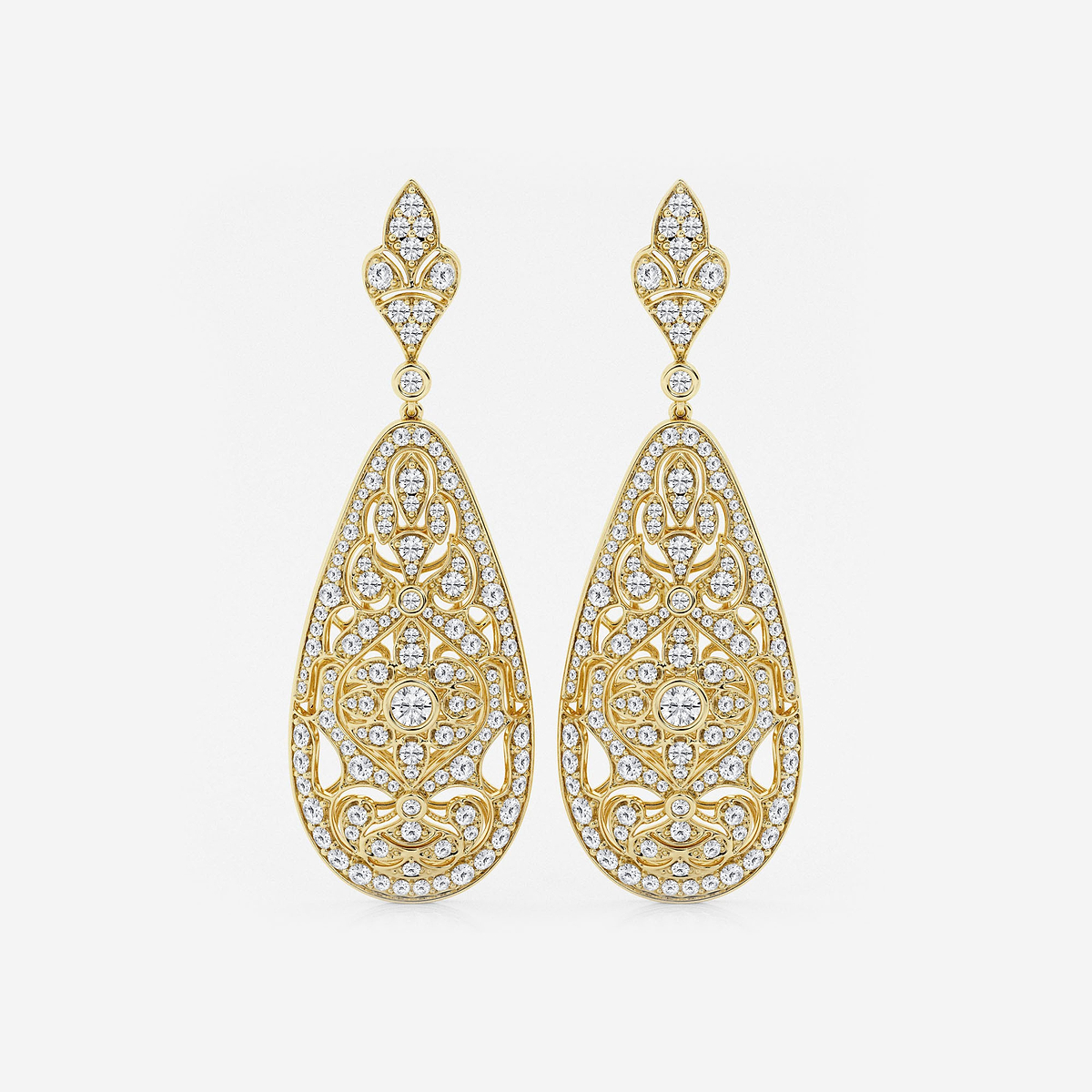 5 ctw Round Lab Grown Diamond Filigree Vintage Inspired Earrings