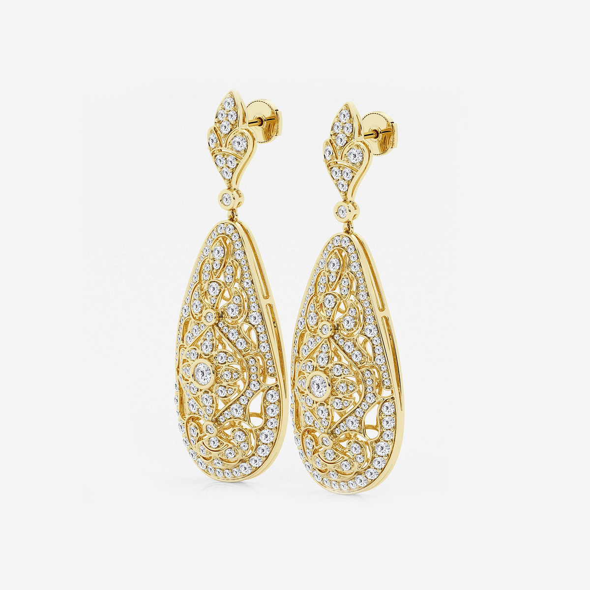 Additional Image 1 for  5 ctw Round Lab Grown Diamond Filigree Vintage Inspired Earrings