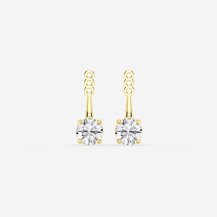 2 ctw Round Lab Grown Diamond Certified Stud Earrings 14K Yellow Gold, F, VS2